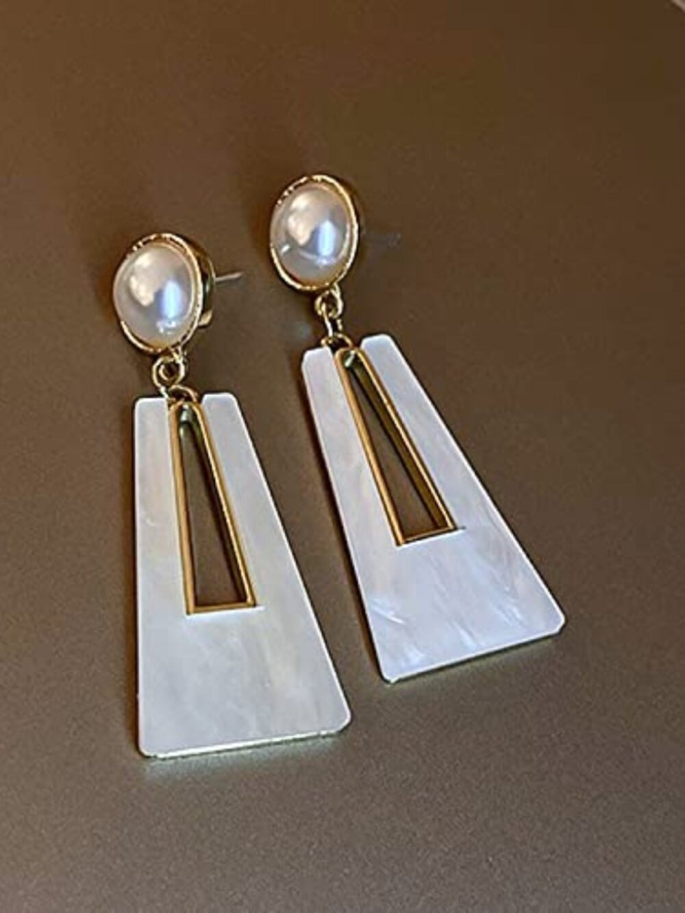 New - Geometric Triangle Earring Metal Simple Drop Dangle Earring Plating Gold